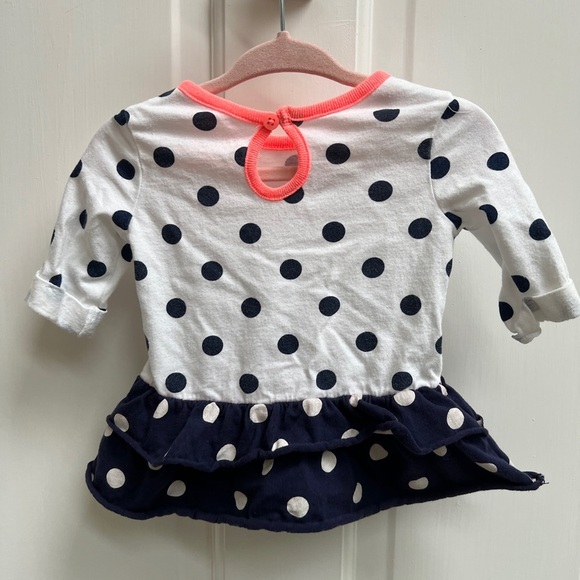 Cherokee 3-6M White and Blue Polka Dot Flare Girls Blouse Top - Picture 3 of 4